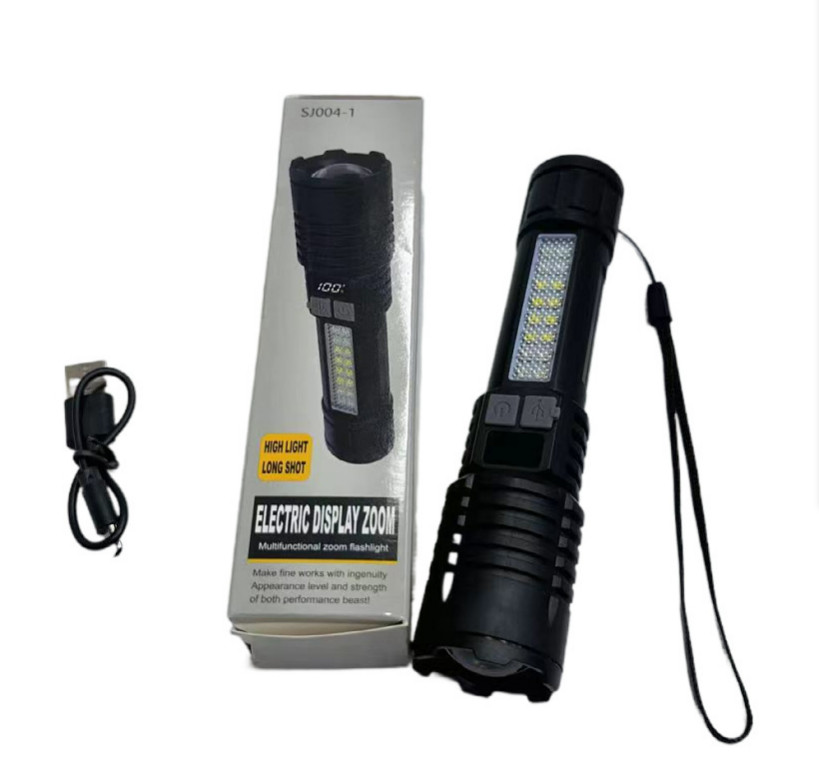 Rechargeable Long Distance LED Flashlight Tactical 5 Modes COB Side Lights