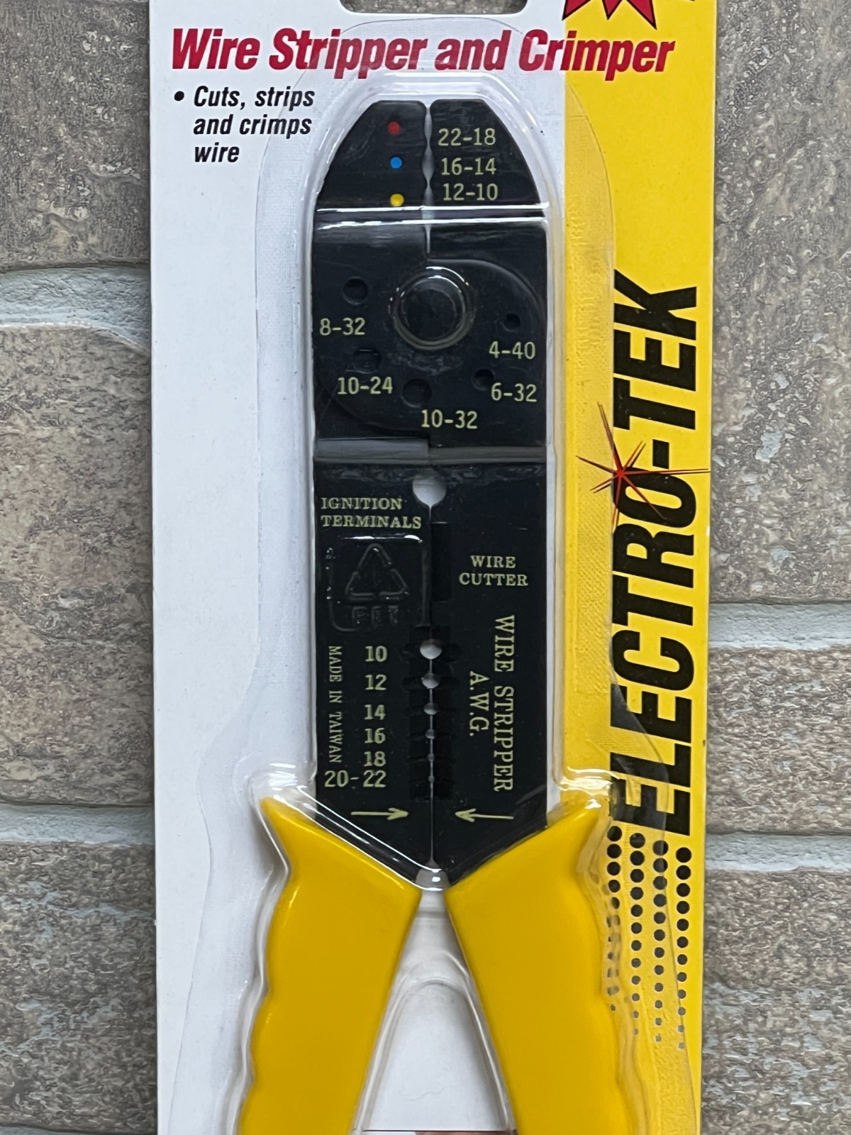 ELECTRO-TEK Wire Stripper Crimper Cutter Tool Electrician Professional Yellow