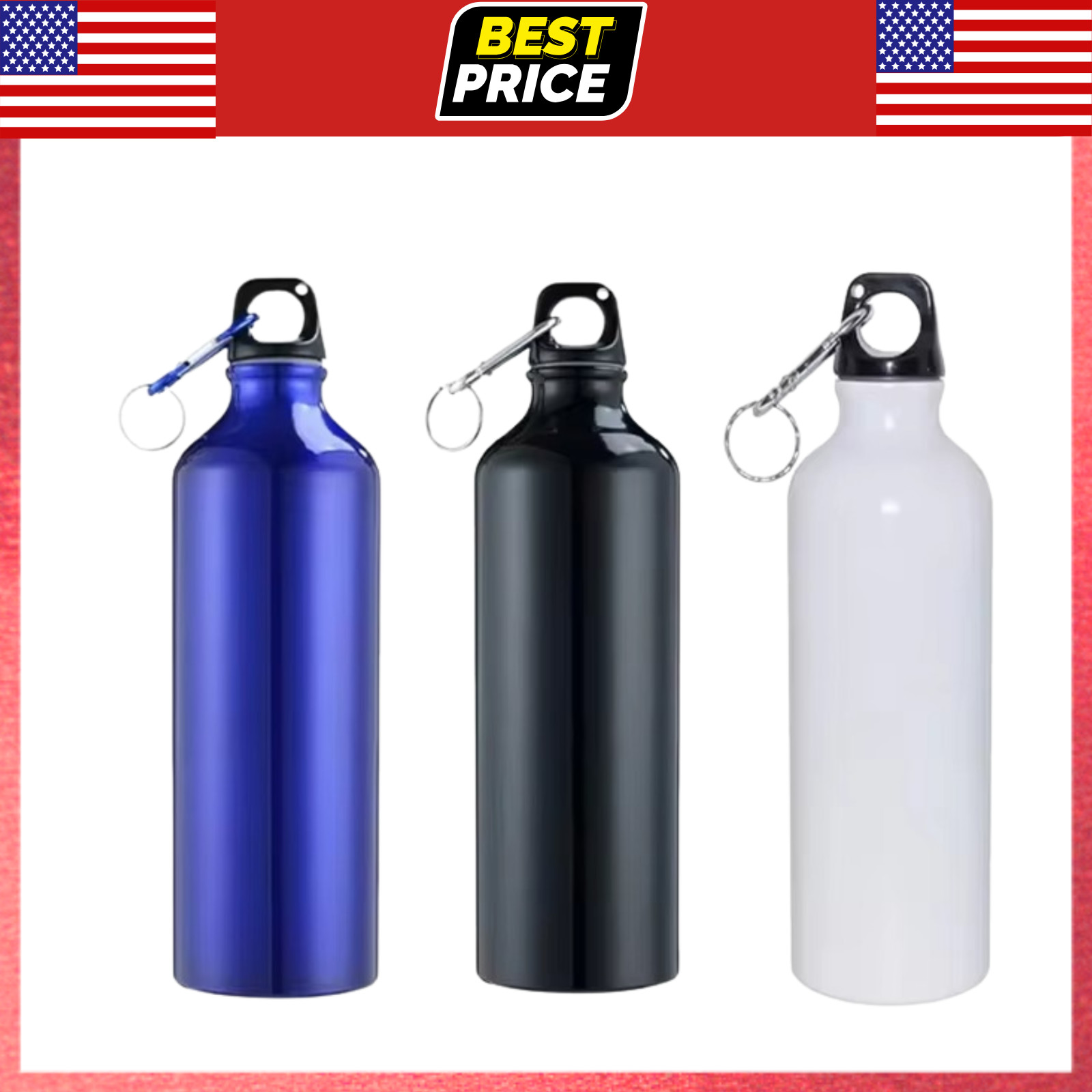 750ml Aluminum Water Bottle Leakproof Sports Travel Gym Camping Flask
