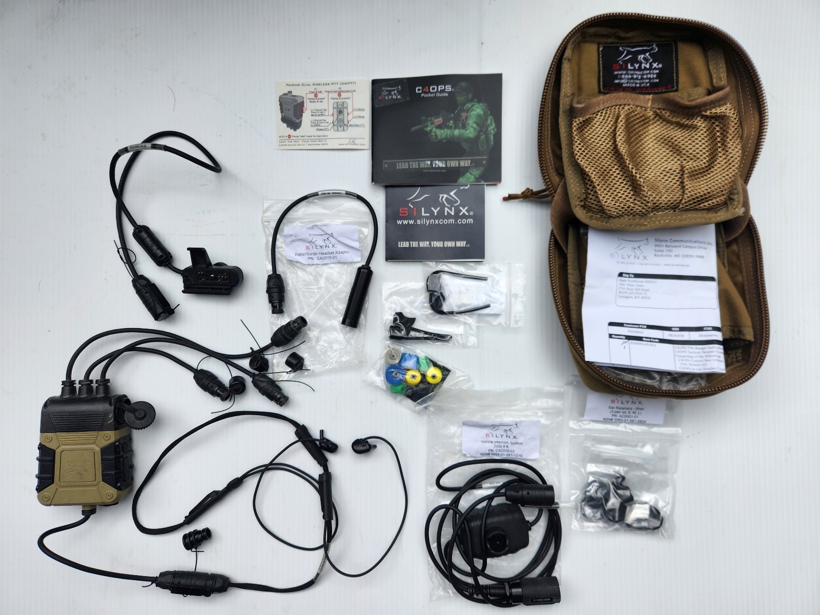 Silynx OPS headset system, with all cables, open box, tested, w/ Peltor adapter