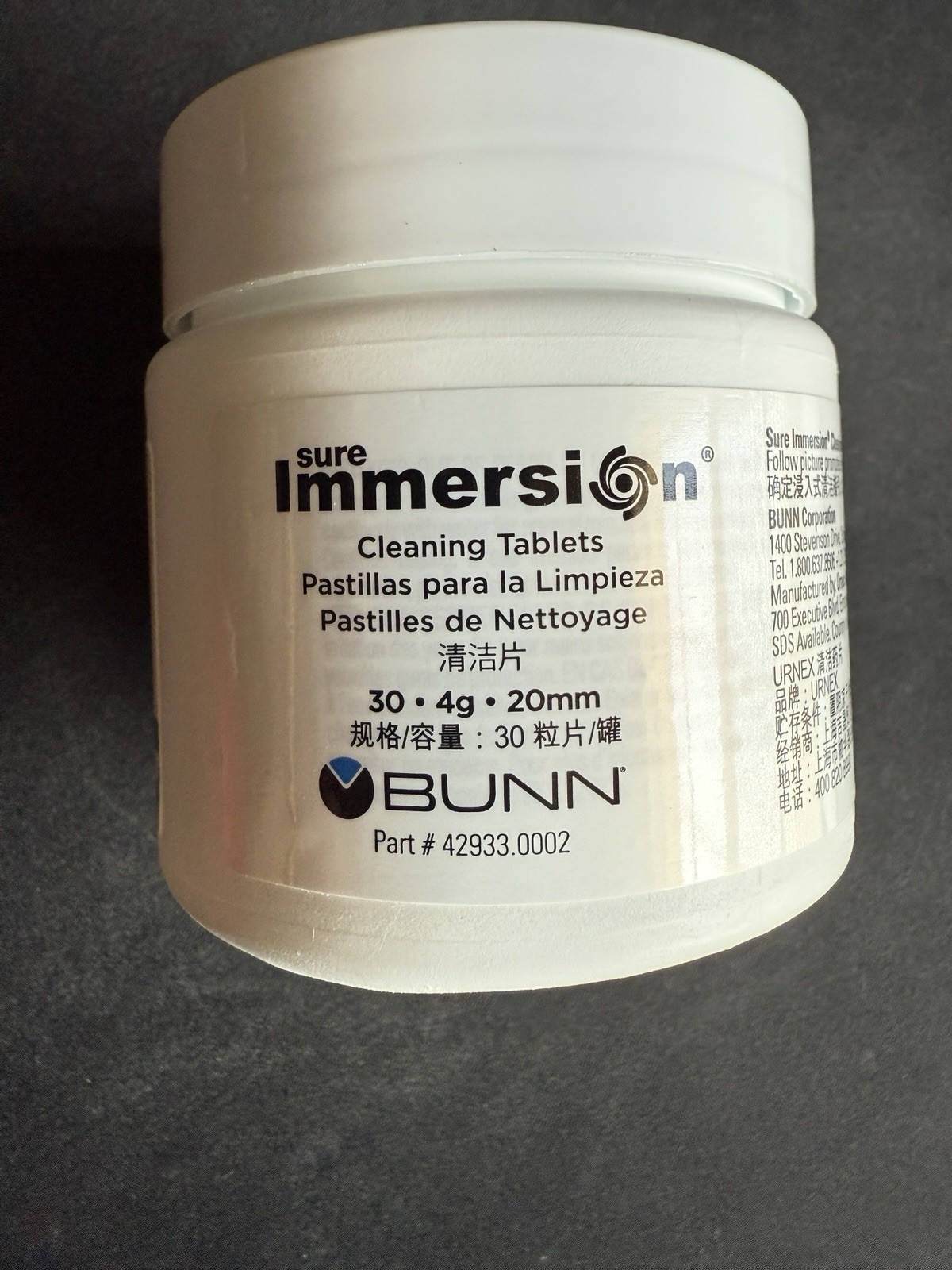 BUNN OEM Sure Immersion Cleaning Tablets 30 Tablets 4g 42933.0002 NEW