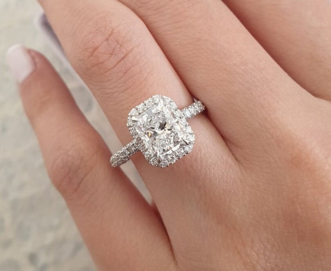 Radiant Cut 3.60Ct White Diamond Lab-Created Engagement Ring 925 Sterling Silver