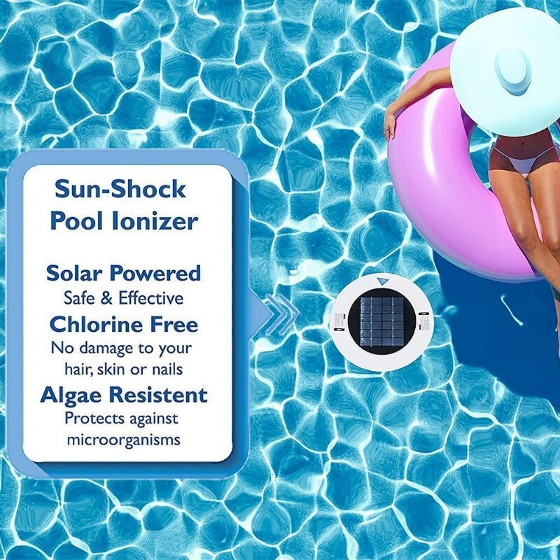 Solar powered copper-ion Pool Ionizer w/ LED Self-cleaning Anode FAST SHIP NEW