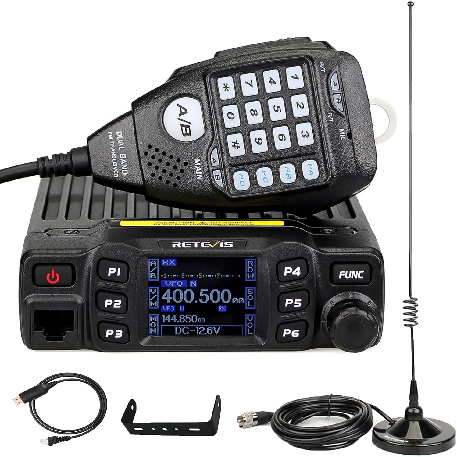 Dual Band Mobile Radio, Long Range Ham Radio with Antenna, 180 Degree Rotatab...