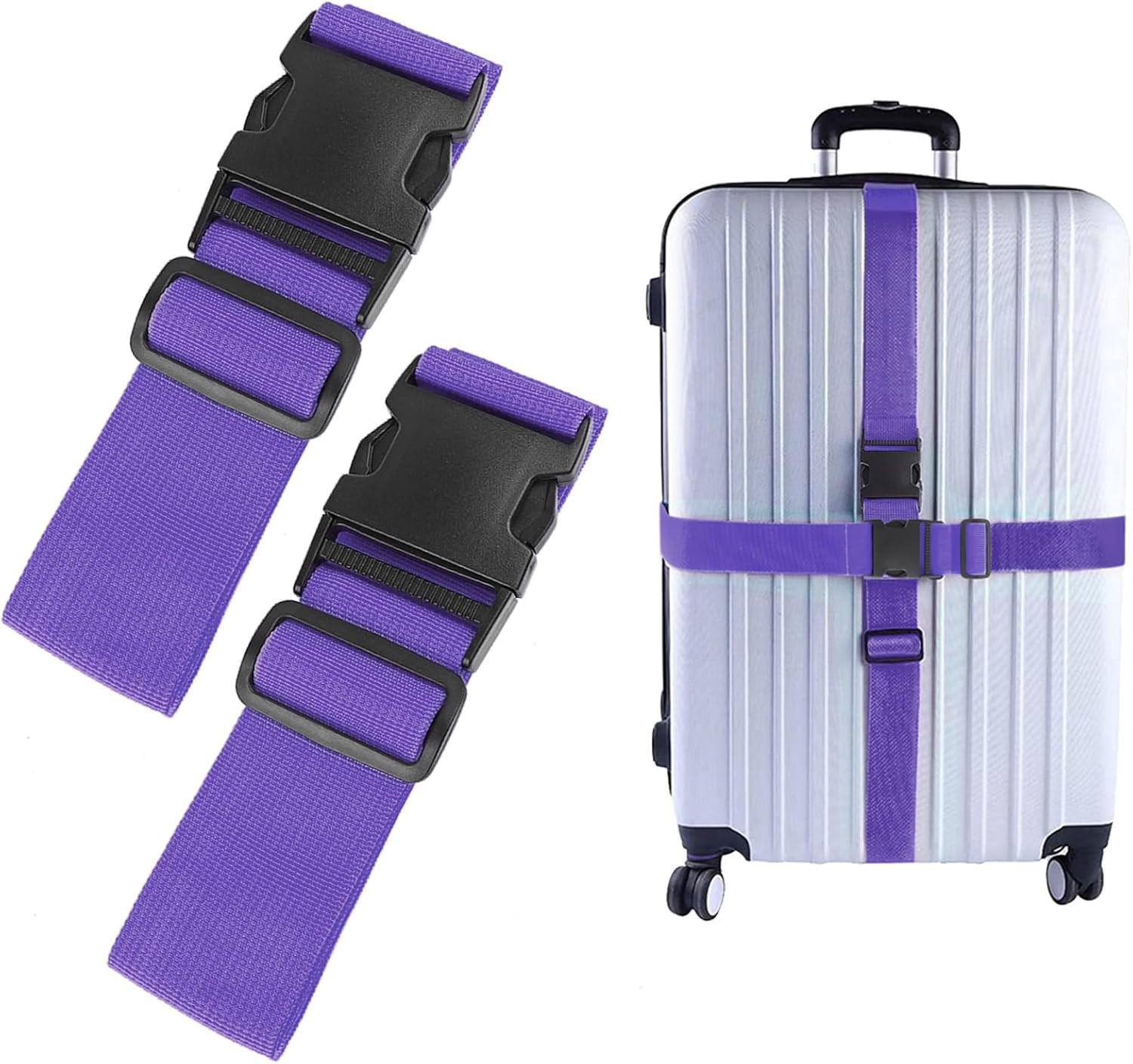 2Pcs Luggage Straps for Suitcase Travel Accessories TSA Approved, 80In Long Belt