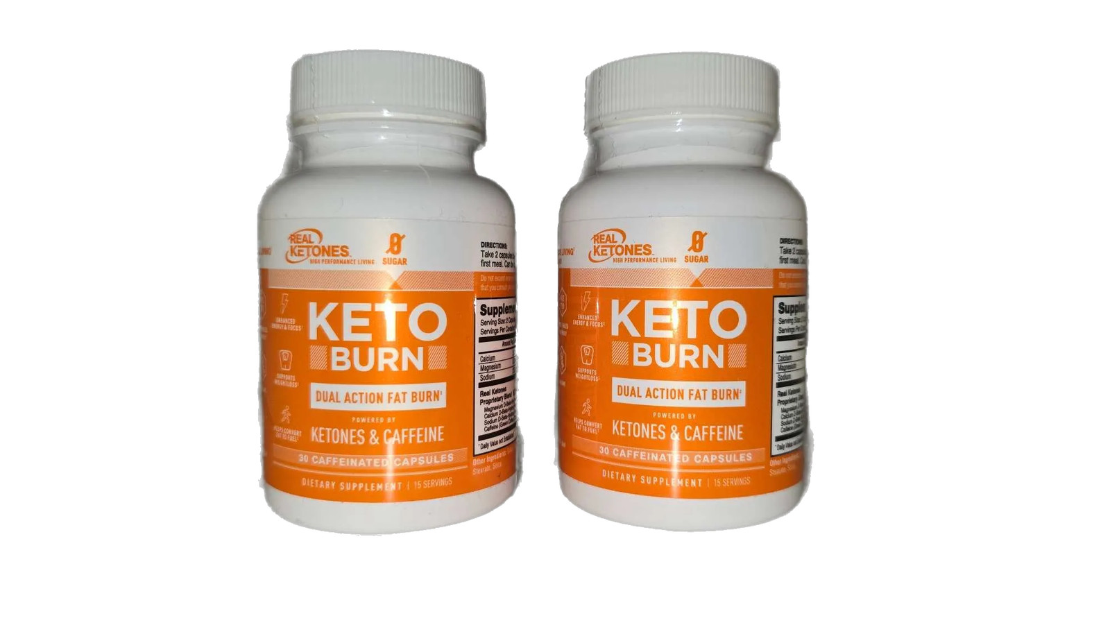 2 Pack Real Ketones Keto Burn Dual Action Fat Burn Ketones Caffeine 30 Ct