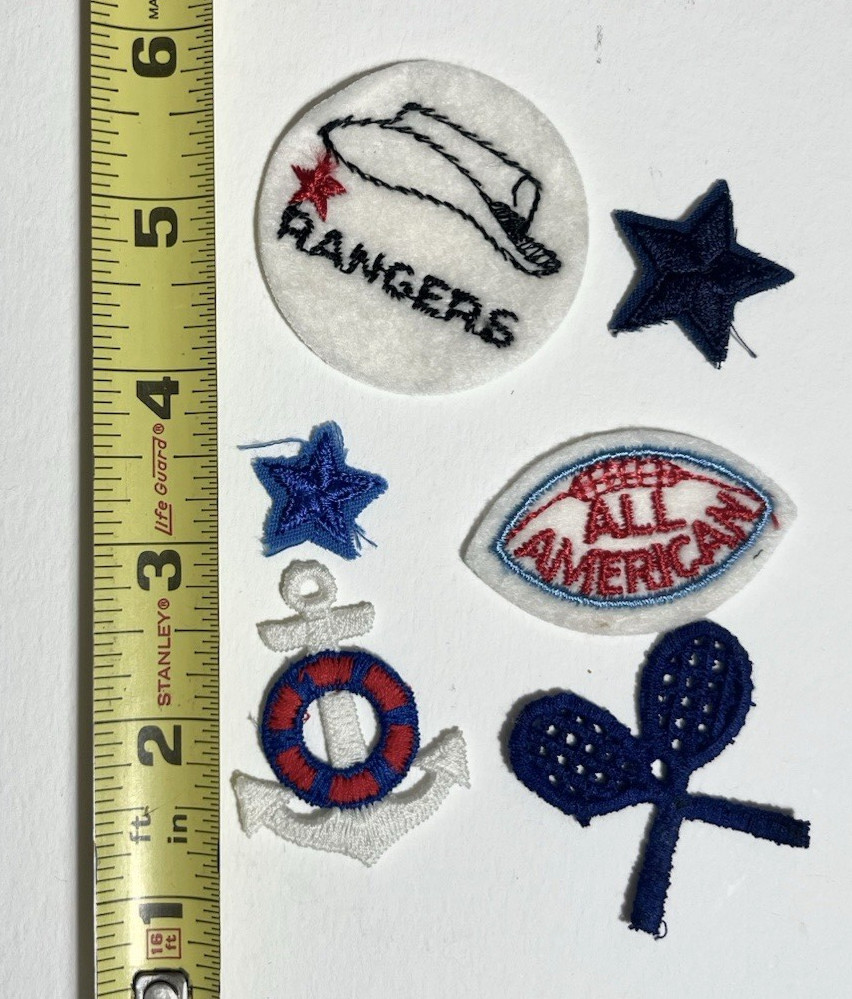 Vintage - Small Sports Patches - Lot of 6 - Rangers Tennis Stars All American