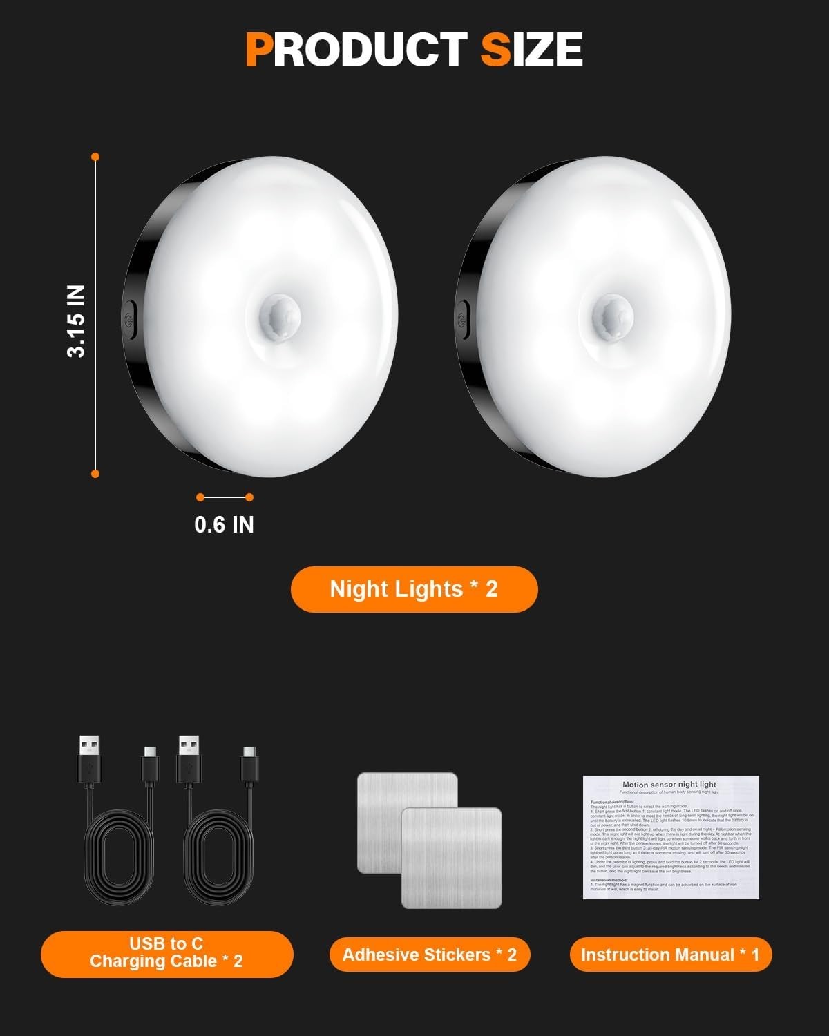 Led Induction Night Light 2 Magnetic Lamp Infrared Motion Sensor AU