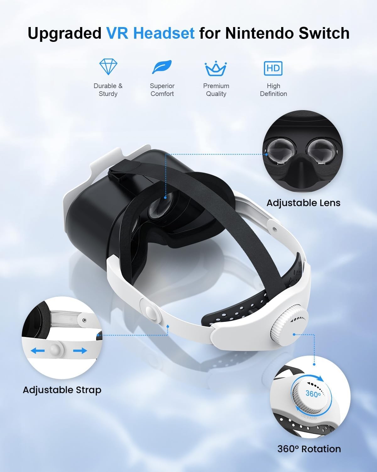 VR Headset for Nintendo Switch & Switch OLED 3D VR Gaming Experience with Lens