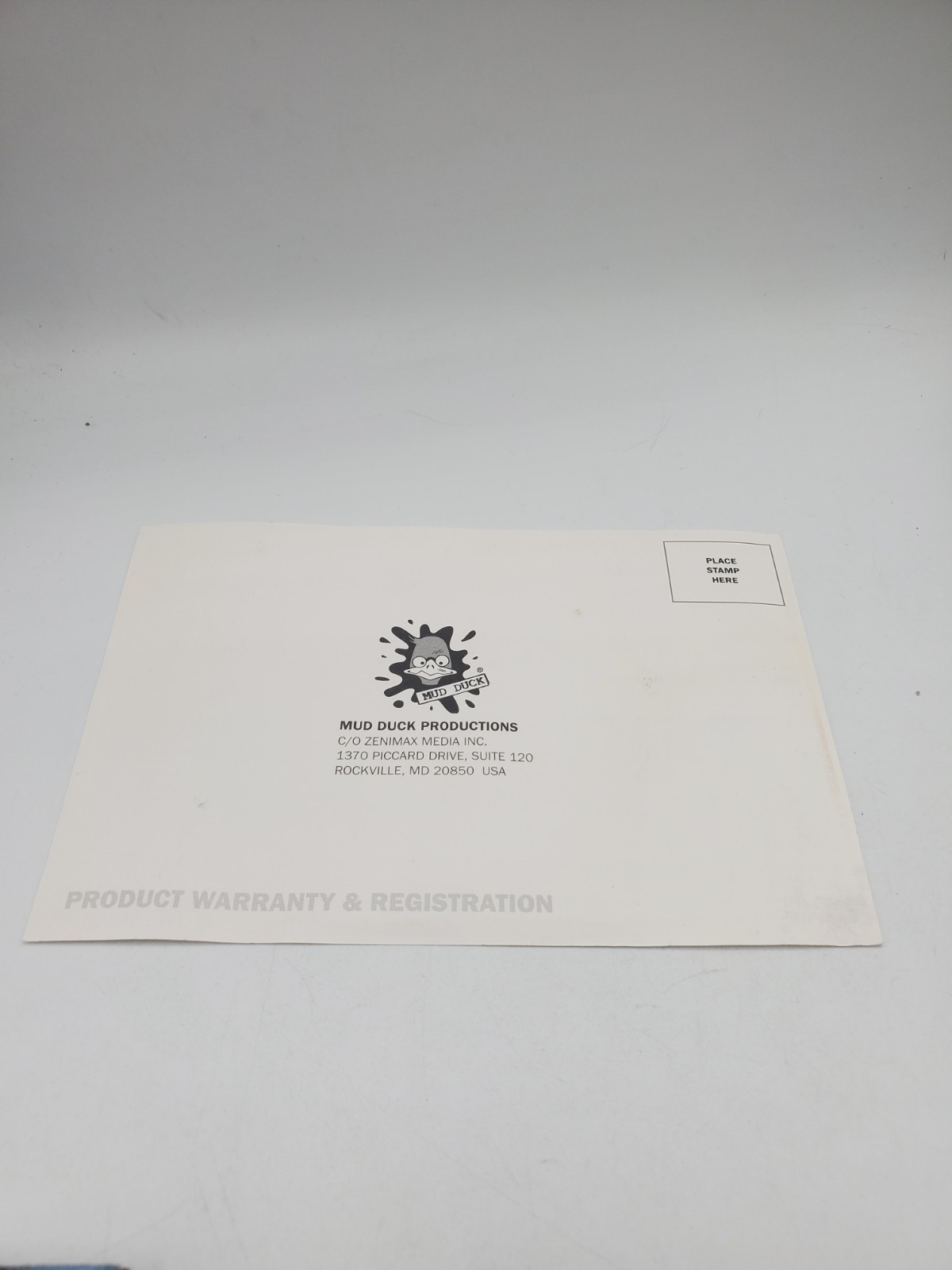Mud Duck Registration Reg Card Insert Only