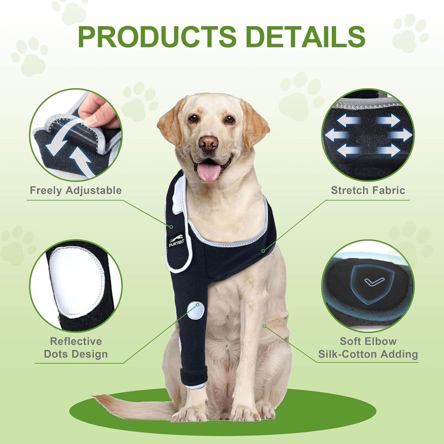 Furtent Recovery Suit for Dogs After Surgery, right leg, Large.