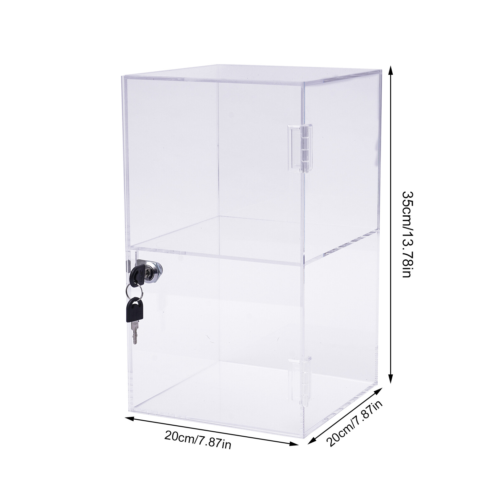 2-layers Countertop Display Case 20*20*35cm Locking Security Showcase Cabinet US