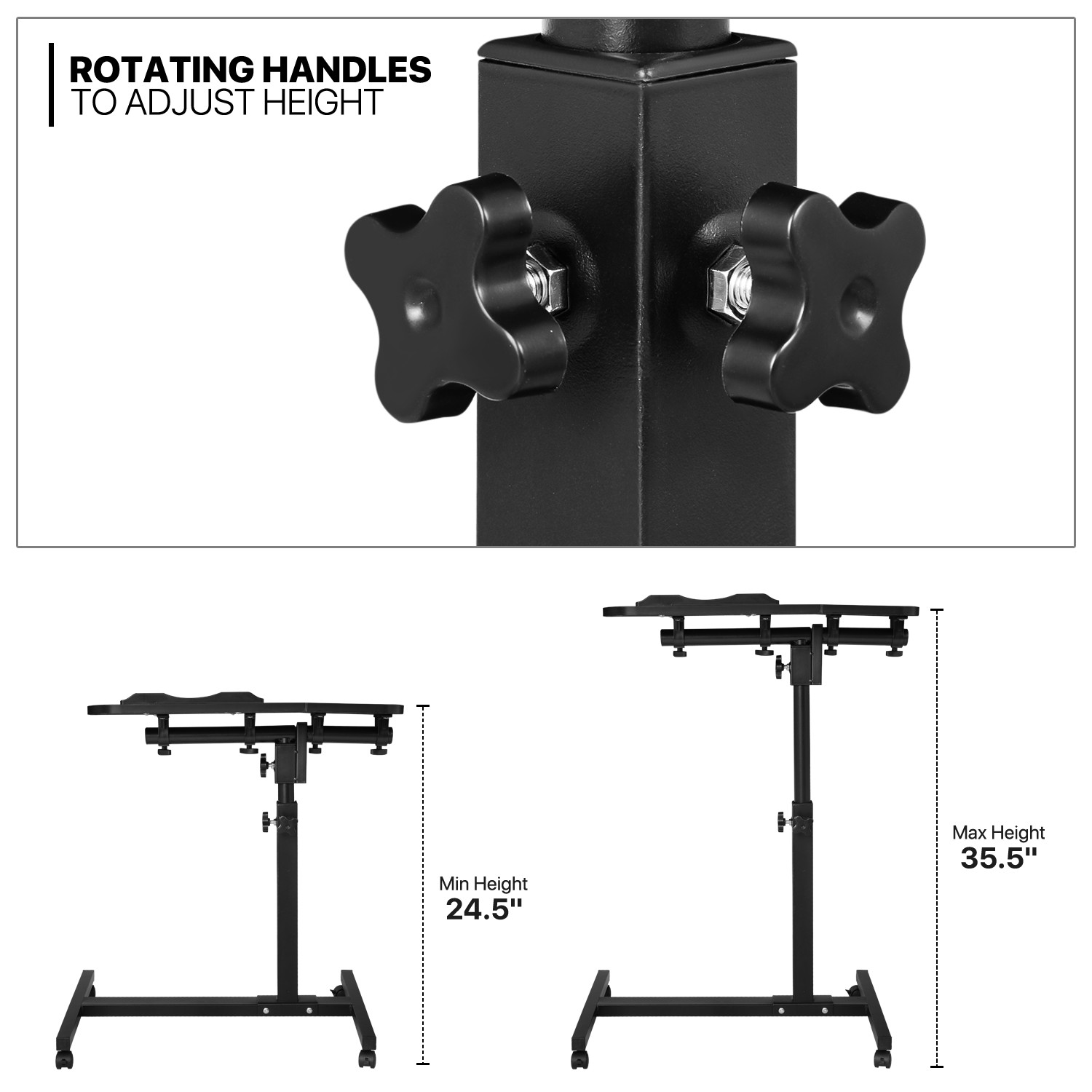 [ROLLING SWIVEL LAPTOP DESK]Stand Up Workstation Adjustable Height & Angle Table