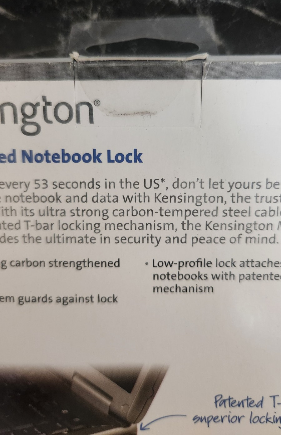 Computer Laptop Lock Kensington MicroSaver Keyed T-Bar Mechanism Tech Security