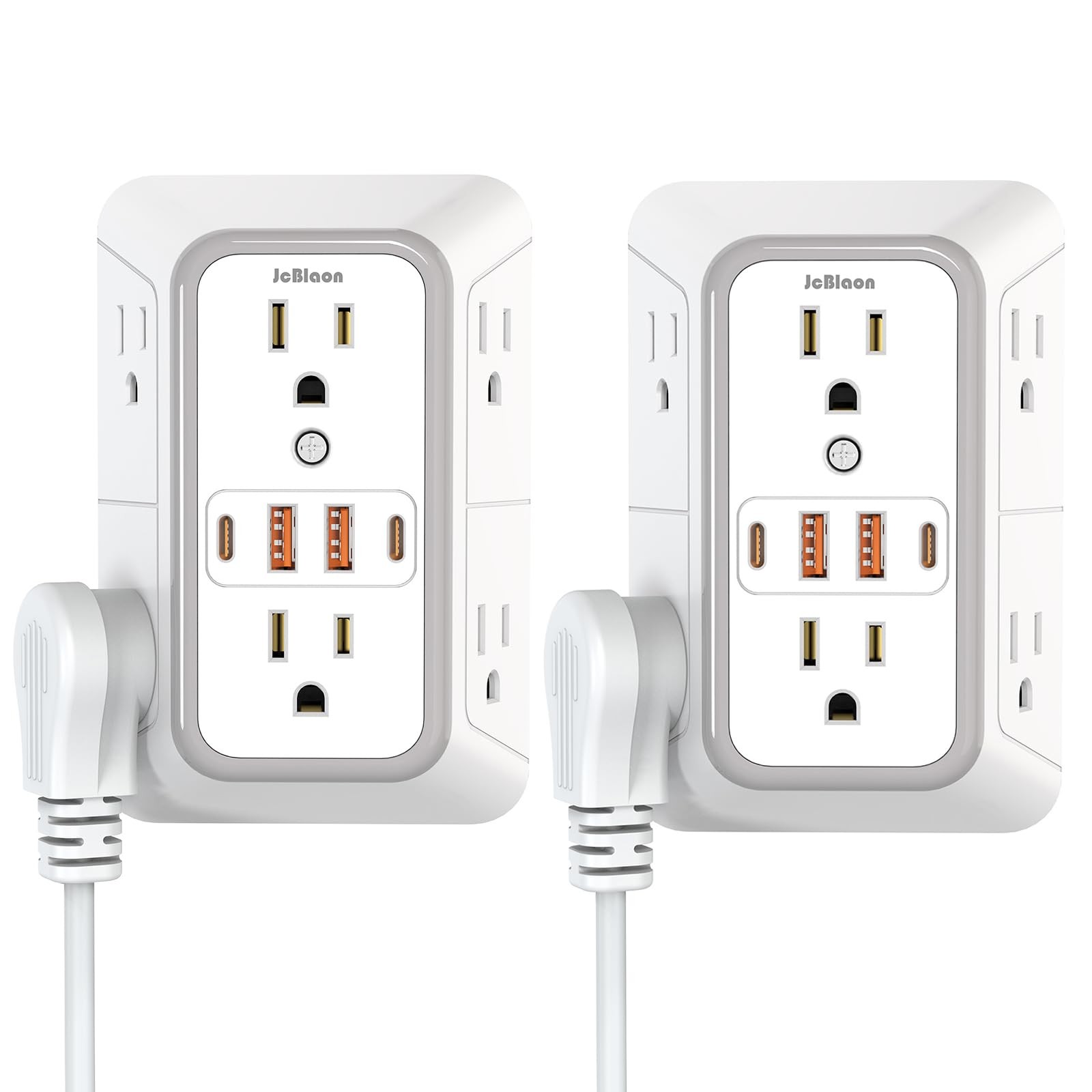2 Pack Wall Outlet Extender 6 Outlet Splitter 4 USB Ports Surge Protector Home