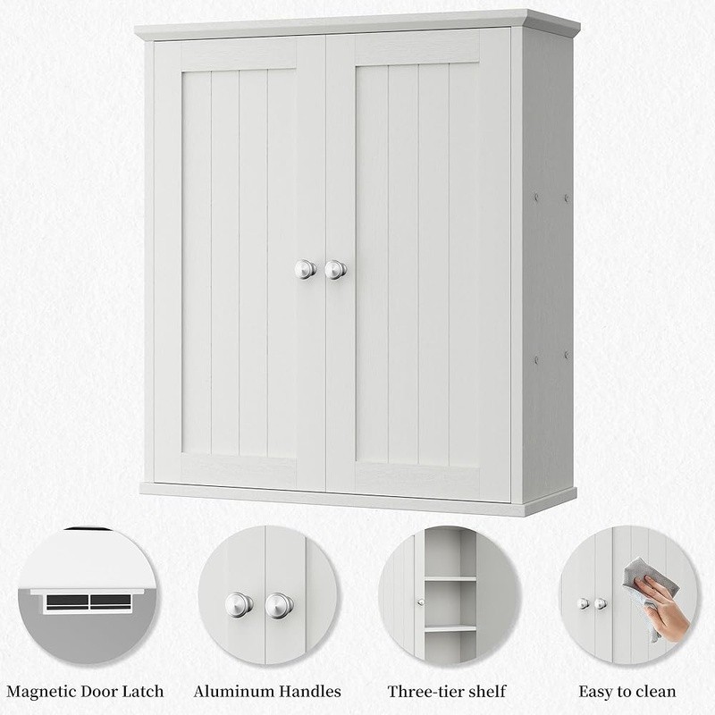 Multifunctional Wall-Mounted Bathroom Cabinet W/ Storage Space & Easy Assembly
