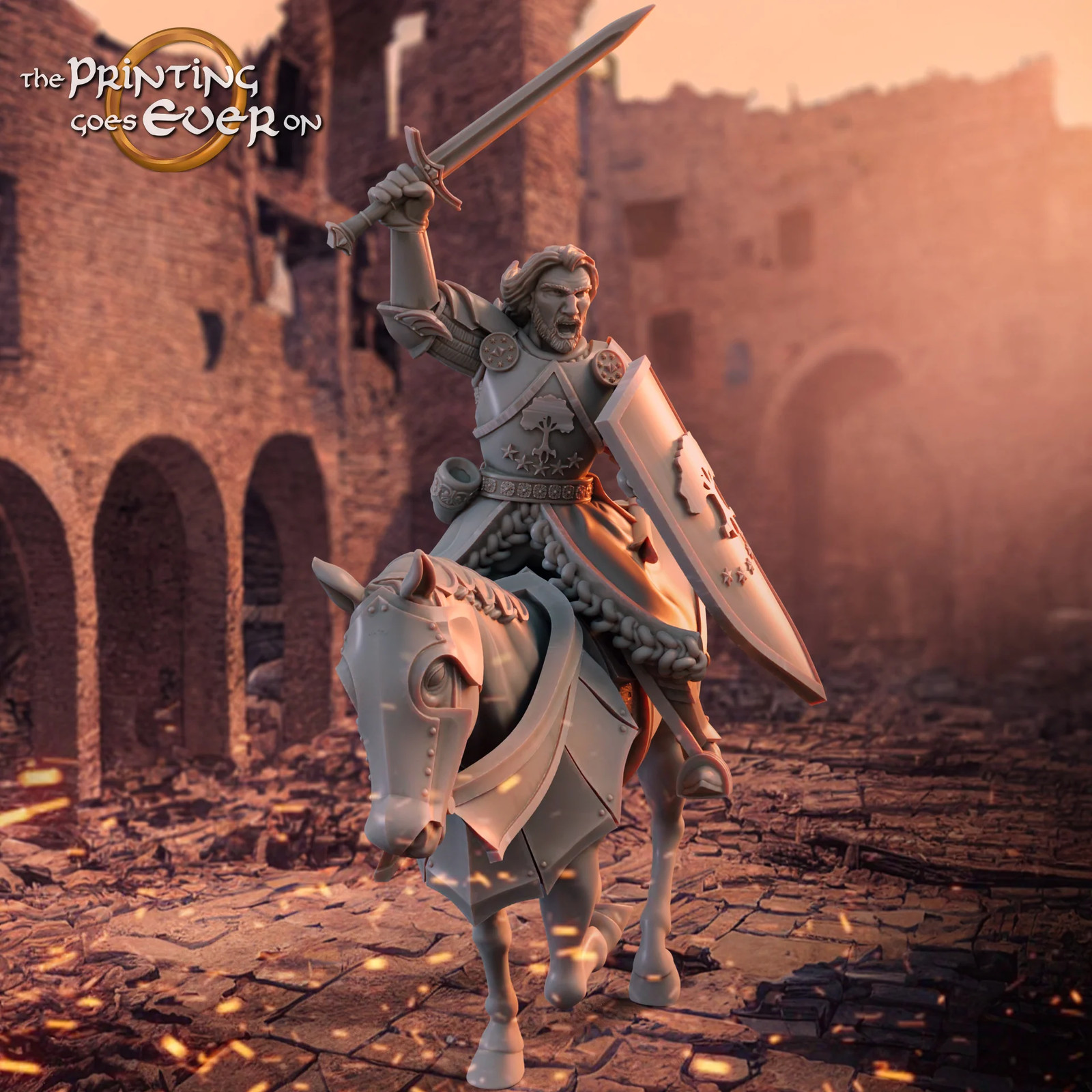 Barazan - Mounted with Sword - 28-32mm Siege of - Resin Tabletop Miniature