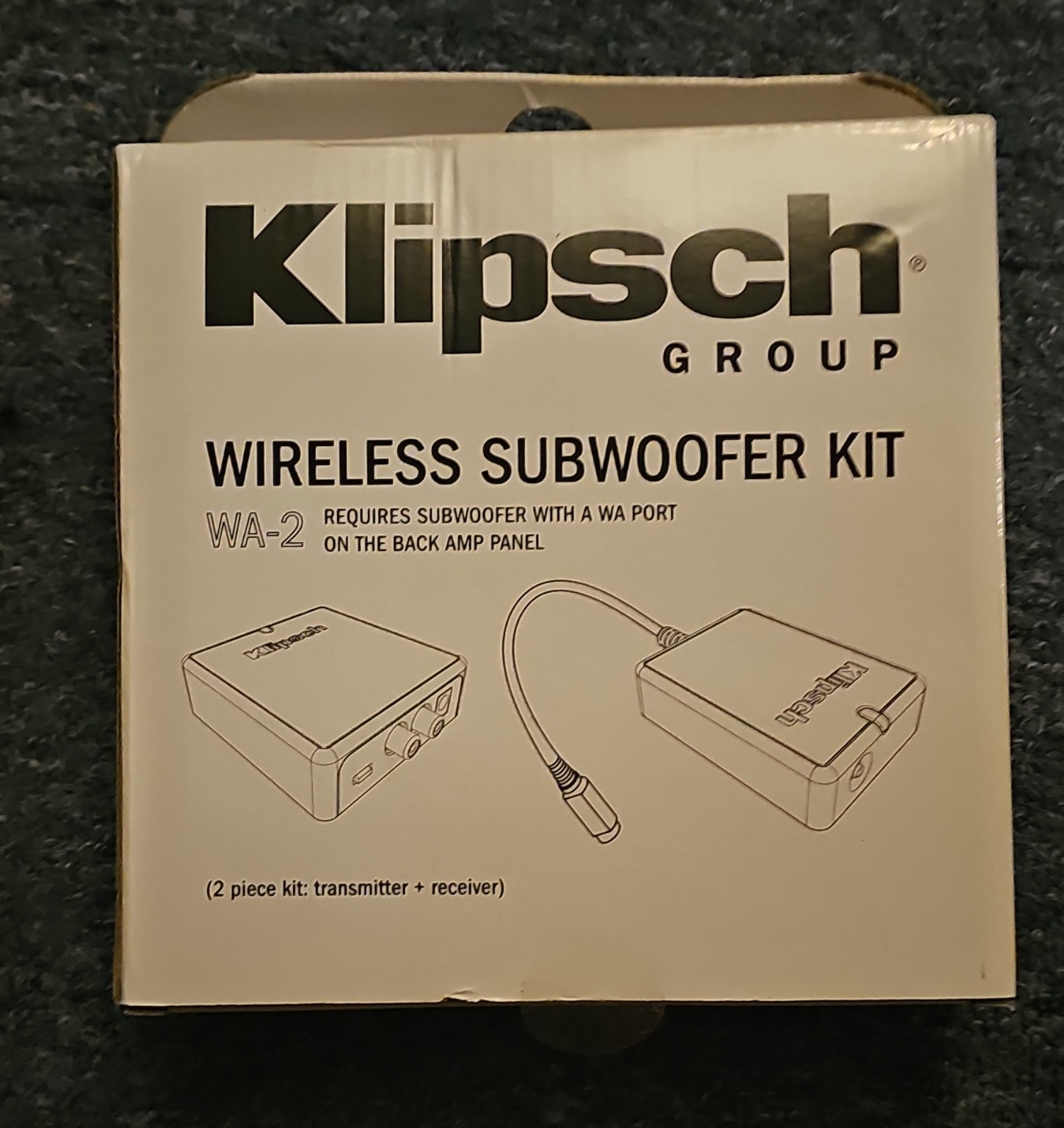 Klipsch WA-2 Wireless Subwoofer Kit White 2pc Transmitter Receiver WA Port