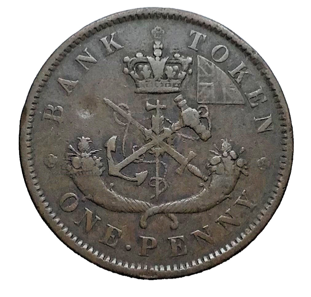 1857 Bank of Upper Canada One Penny Bank Token Coin #Y185