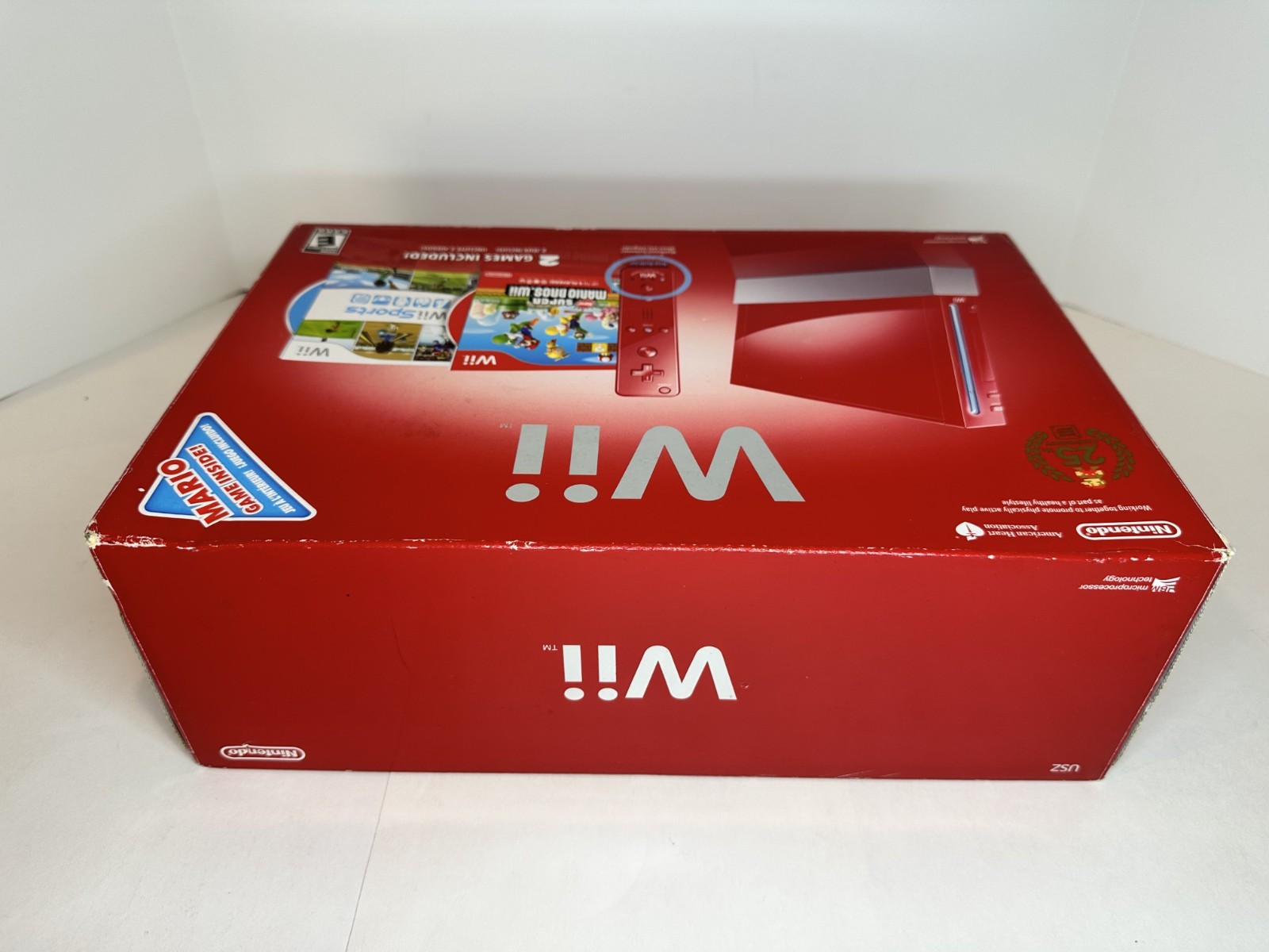 Nintendo Wii Red Console Mario 25th Anniversary Edition w/2 Games CIB Tested