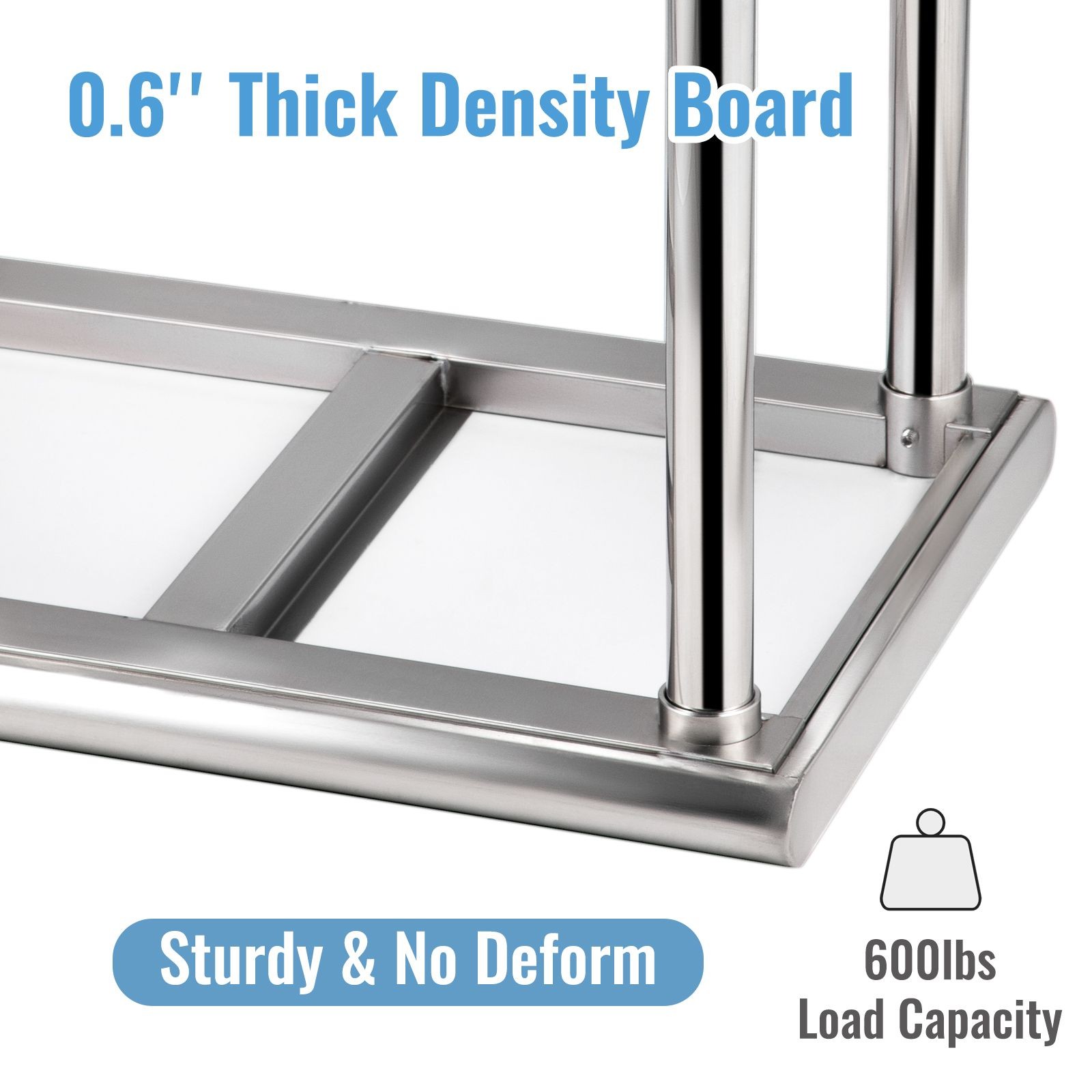 Stainless Steel Prep Table 24x18in, 600lbs Load Capacity, Adjustable Undershelf