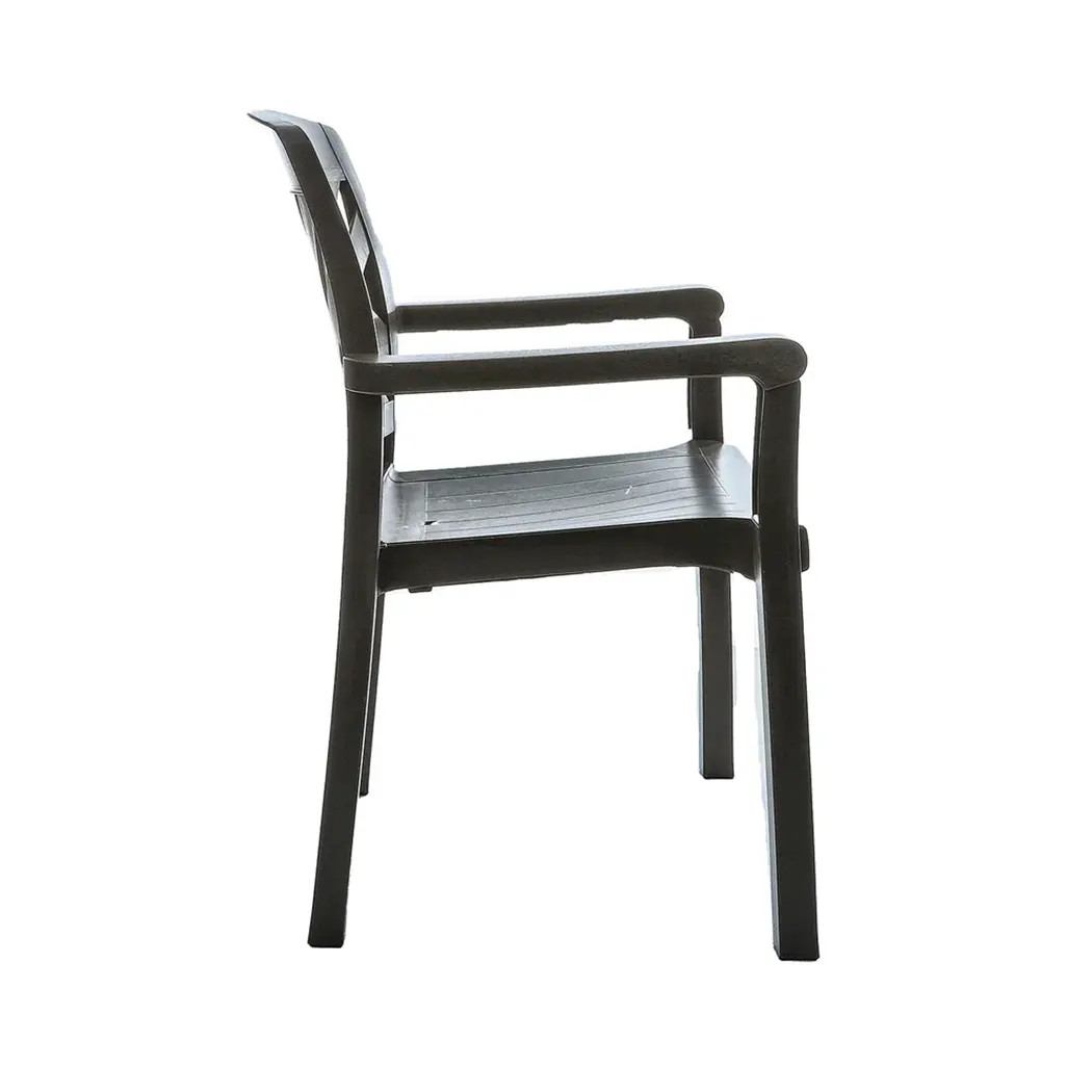 Grosfillex US451002 Sanibel Classic Charcoal Resin Stacking Armchair - 1 Doz