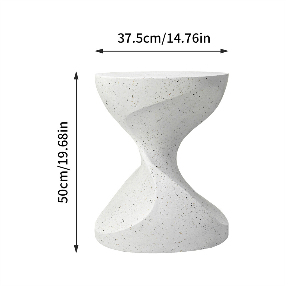 Outdoor Modern Lightweight Concrete Accent Table Side Table Gardens Stool White