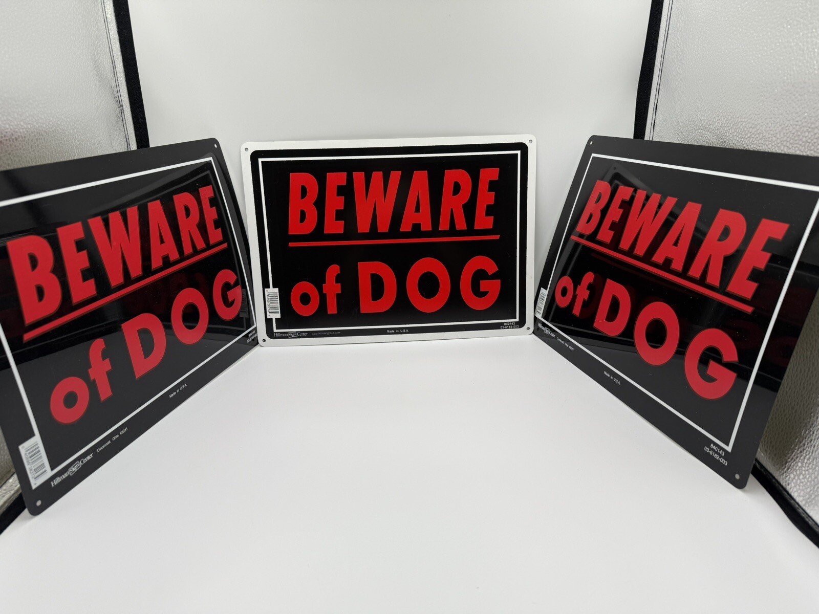 NEW Set Of 3 Hillman Beware Of Dog Aluminum Sign Black & Red 10" x 14" 840143