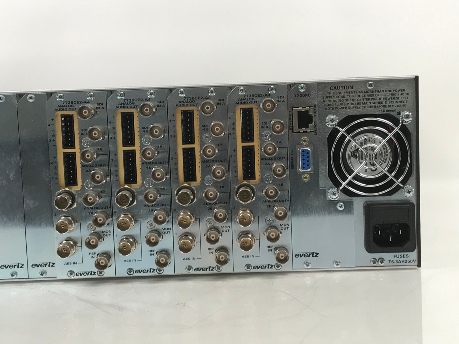 Evertz 7800FR MultiFrame Loaded w/ x4 Cards 7736CE2-A4