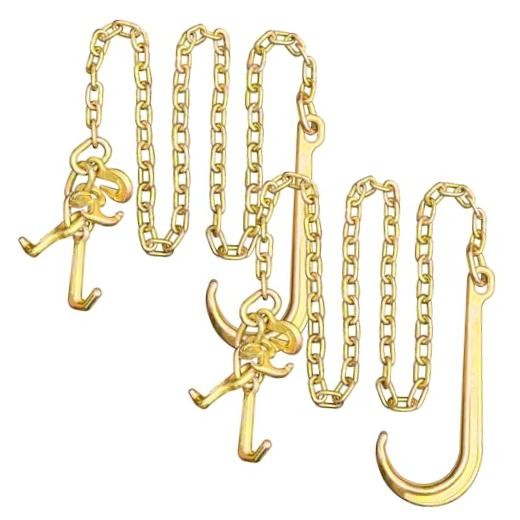 2PCS G80 j Hooks Tow Chain, 5/16"x6' Recovery Tow Hooks Chain 2PCS-5/16"x6FT
