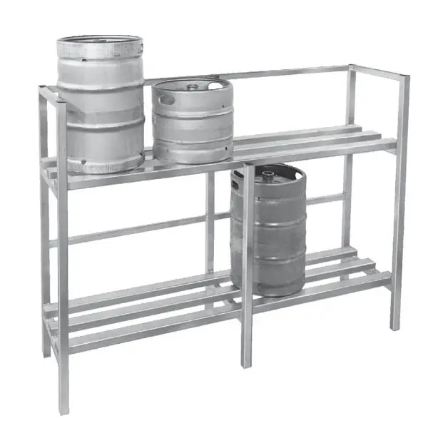 42" x 34" x 68" Aluminum Adjustable Double Deep Keg Storage