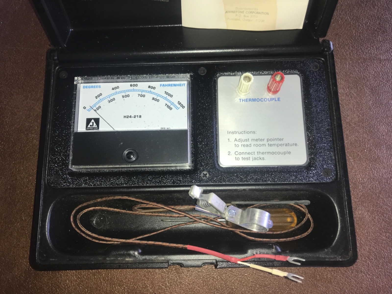 Johnstone 1200 F H24-218 Temperature Tester with Plastic Case/Tools/Instructions