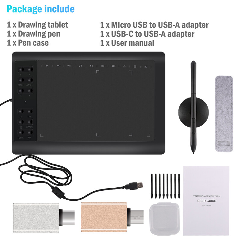 Graphics Drawing Tablet HD Screen+Digital Pen Kit Quick Reading Pressure Sensing