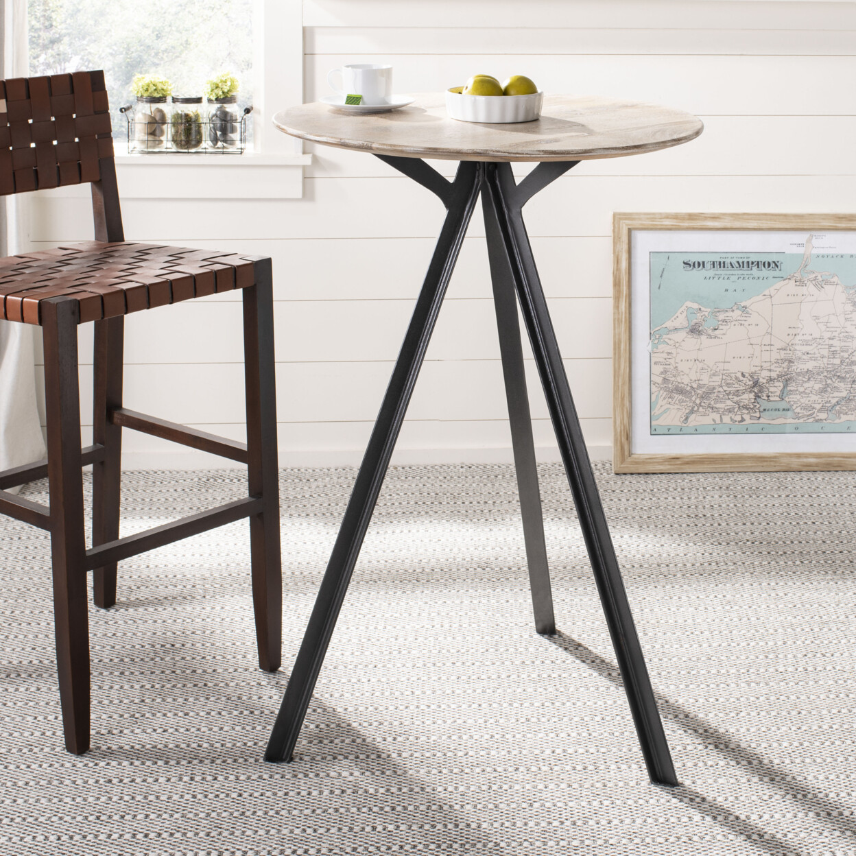 SAFAVIEH Axel Tripod Pub Table | Grey Wash / Black |