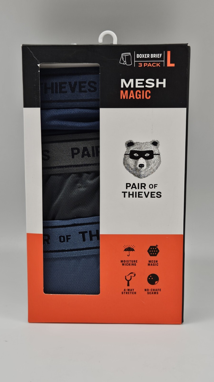 3 Pack PAIR OF THIEVES Mens S M L XL 3XL Boxer Briefs Mesh Magic Blue Black Gray