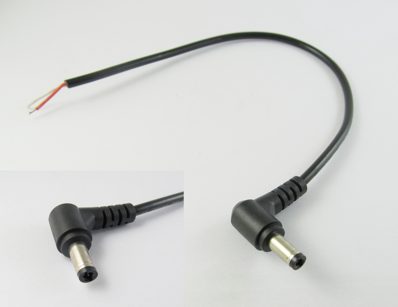 100x CCTV DC Power Plug Connector 5.5mm x 2.5mm Male Right Angle Cord Cable 1FT
