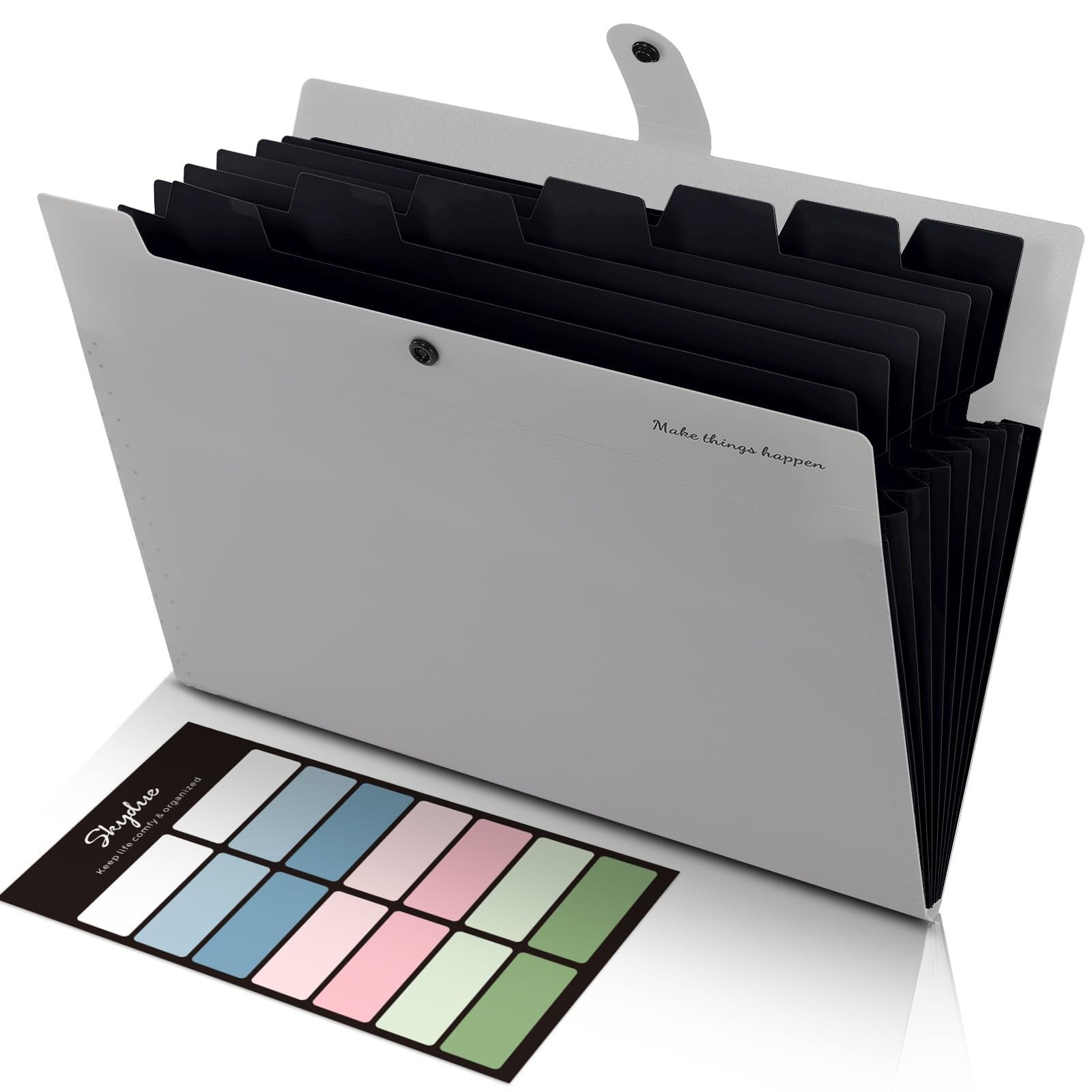 SKYDUE Accordion File Organizer, 8 Pockets Expanding 12.8*9.8, Gray