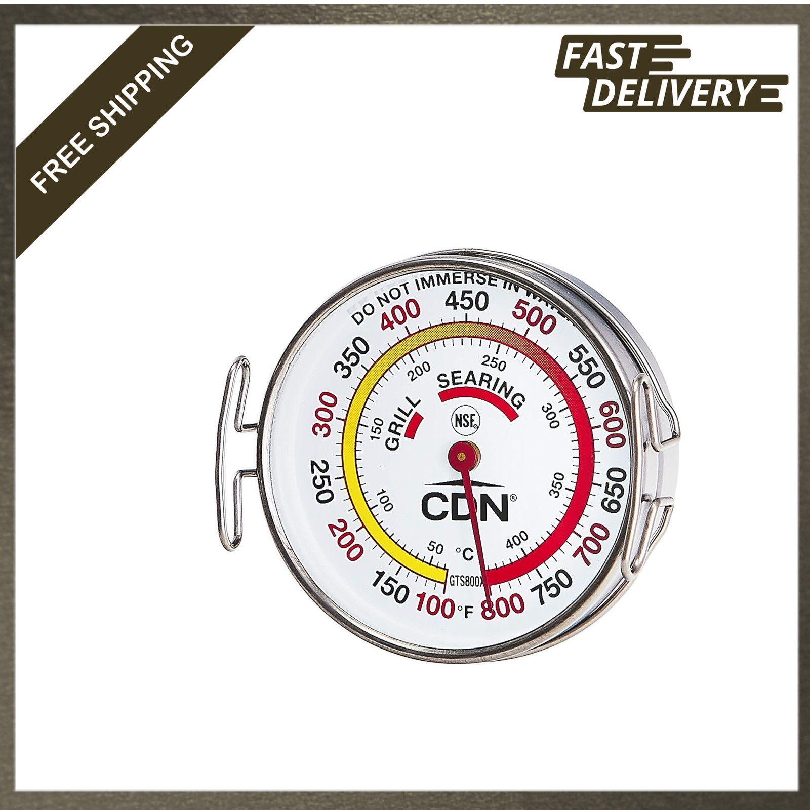 Grill Surface Thermometer NSF Certified Color Coded Scale High Heat 100 800°F