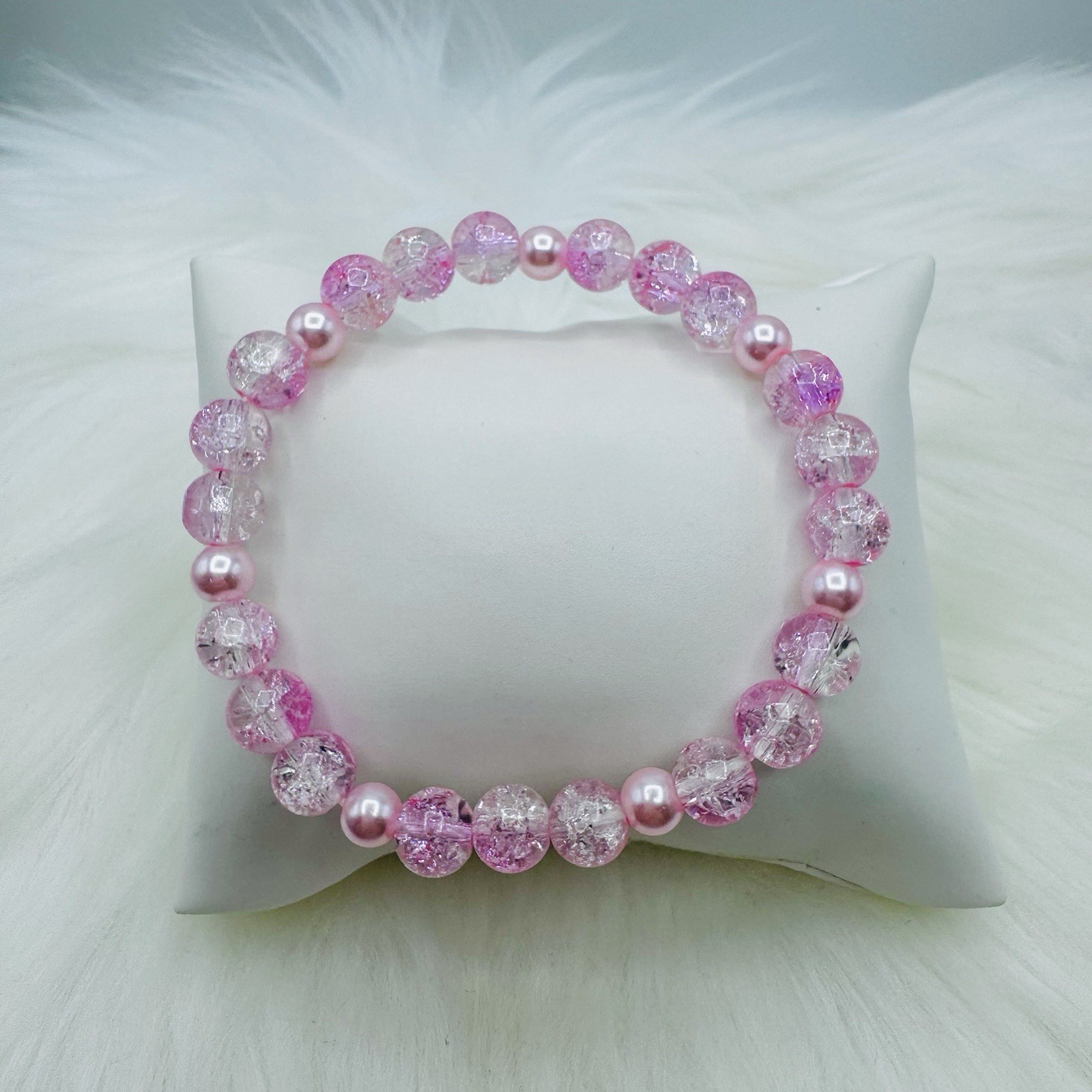 Gradient Glass Beaded Bracelet Style A Pink