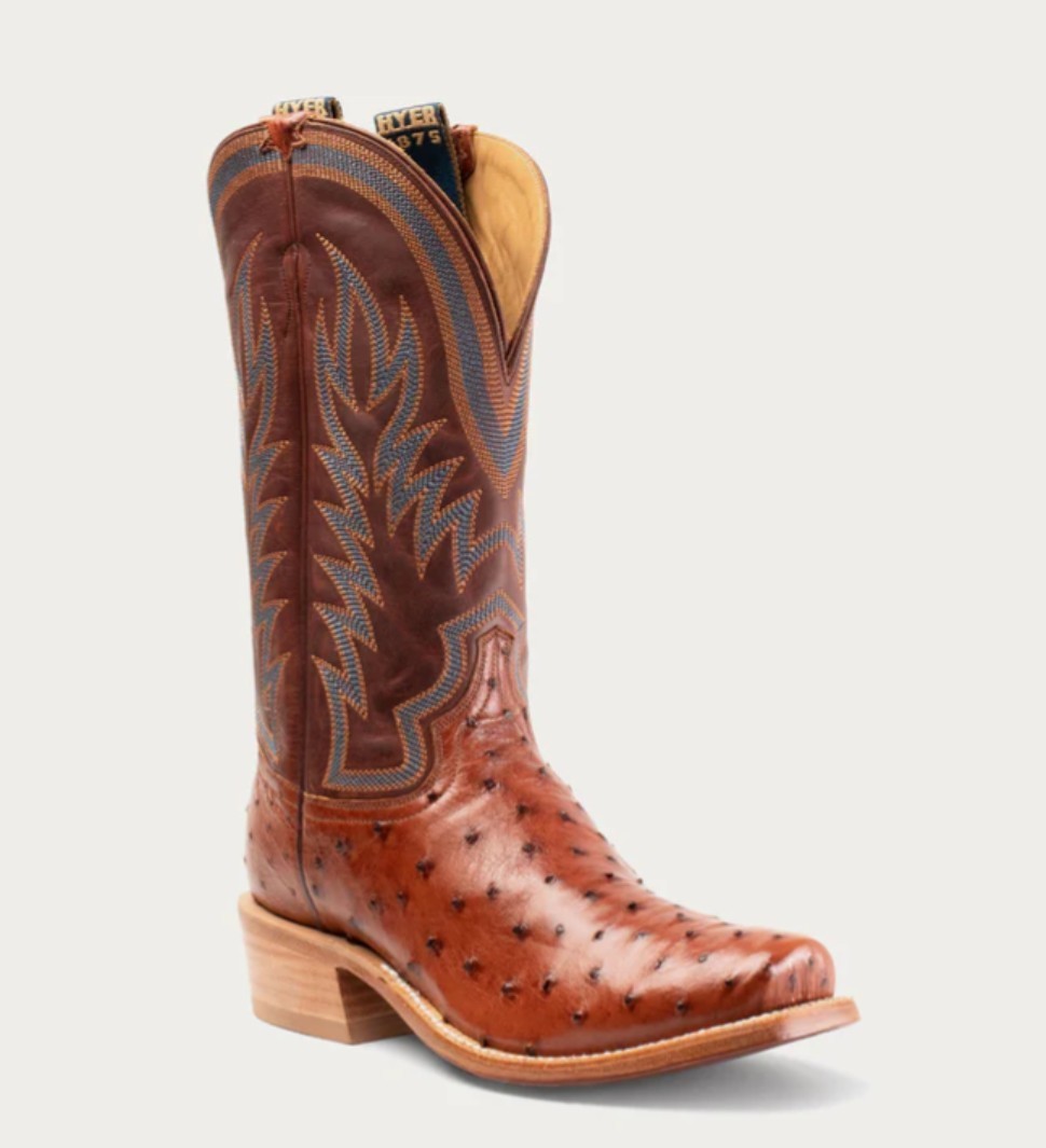 Hyer Culver Cowboy Western Boots Size 11 D Brandy/Cognac Ostritch