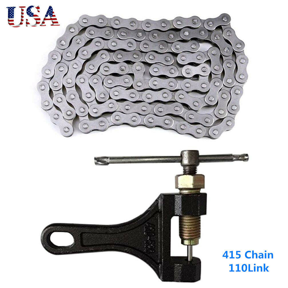 415 Chain 110 Links+Break FOR 2-Stroke 49 50cc 60 66 80CC Motorized Bike