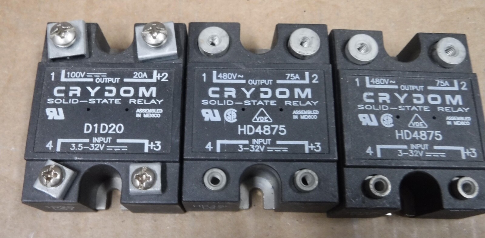 CRYDOM  SOLID STATE RELAYS  LOT OF 2 HD4875 AND 1 D1D20    FREE SHIPPING