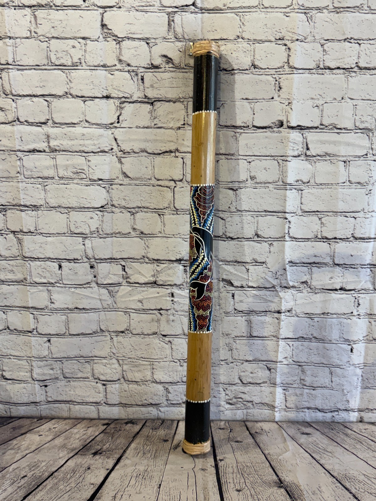 80cm Hand Painted Bamboo Rainstick Shaker in Aboriginal Style Design Instrument