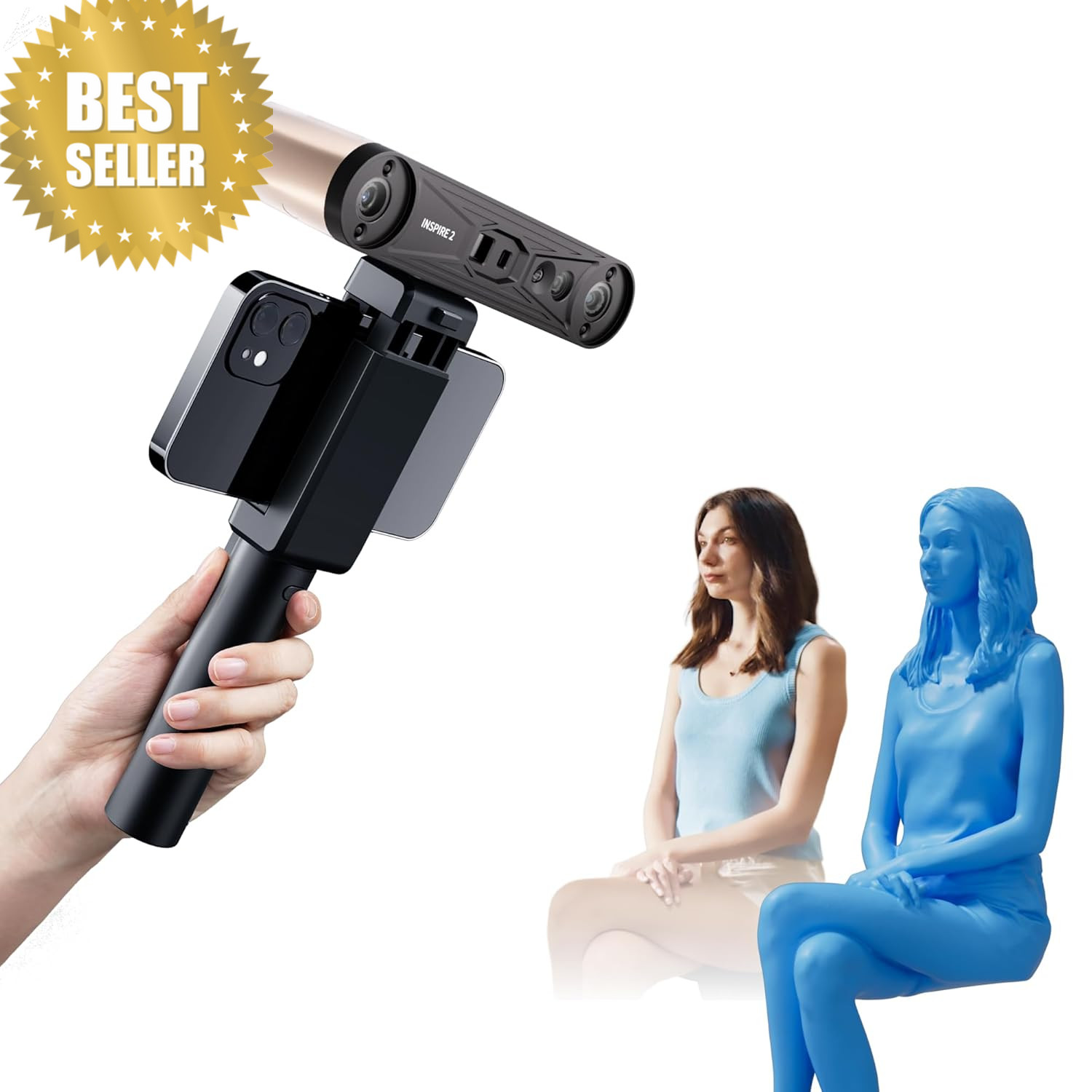 INSPIRE 2 3D Scanner 0.03mm Precision Laser Handheld Wireless Full Color
