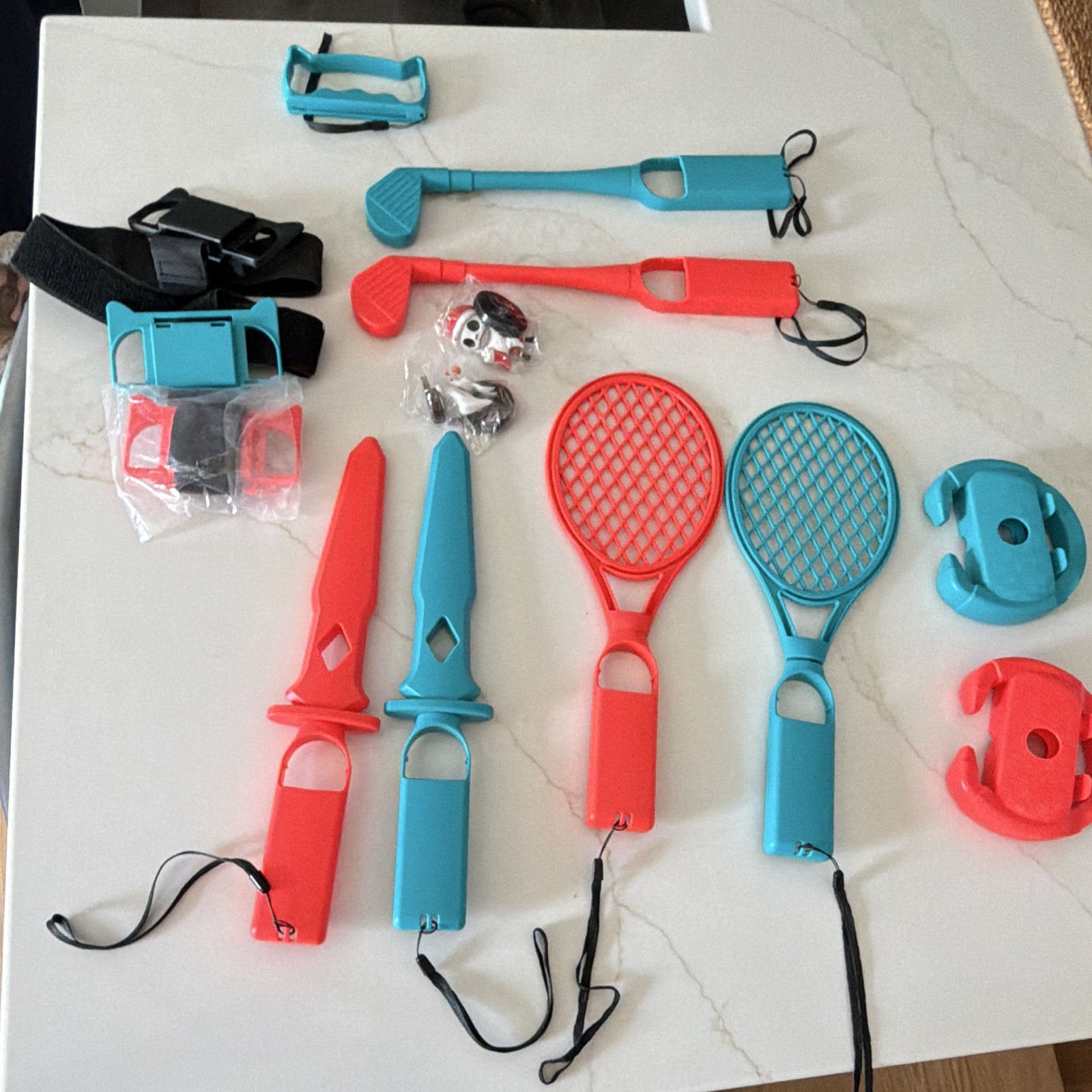 Nintendo Switch Joy-Con Sports Bundle Golf Club Tennis Racket Sword Straps Mario