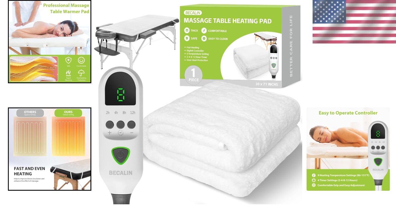 Thickened Fleece Heating Pad for Massage Tables - Digital Timer & Safety Feature