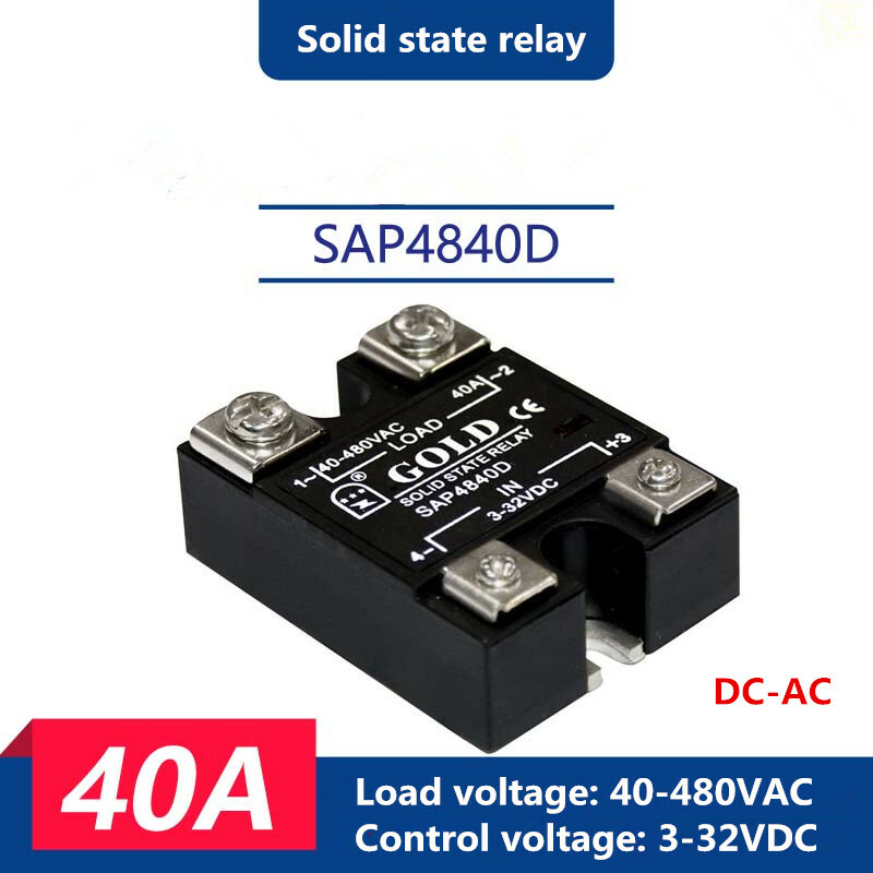 1pcs AC SSR Single-phase Solid State Relay SAP4840D 40A DC Control AC Single LED