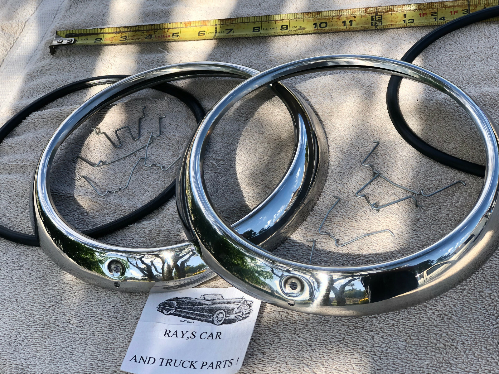 NEW COMPLETE SET OF 1949 TO 1952 CHEVROLET CAR REPLACEMENT HEAD LIGHT RINGS !