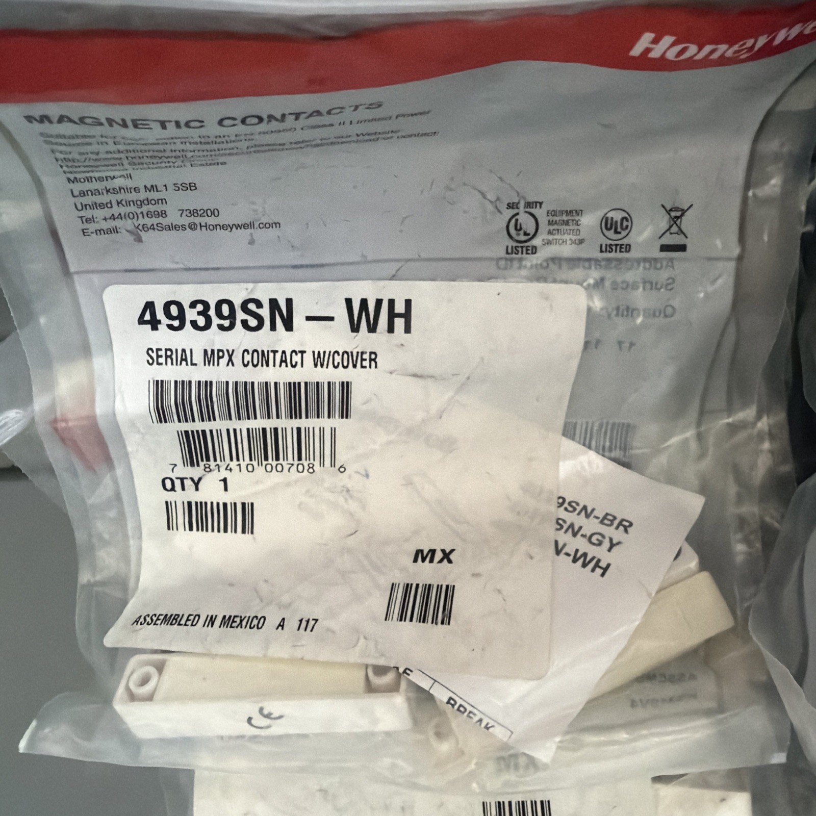 Honeywell 4939SN-WH V Plex Surface Mount Contact With Cover NEW (Sealed)