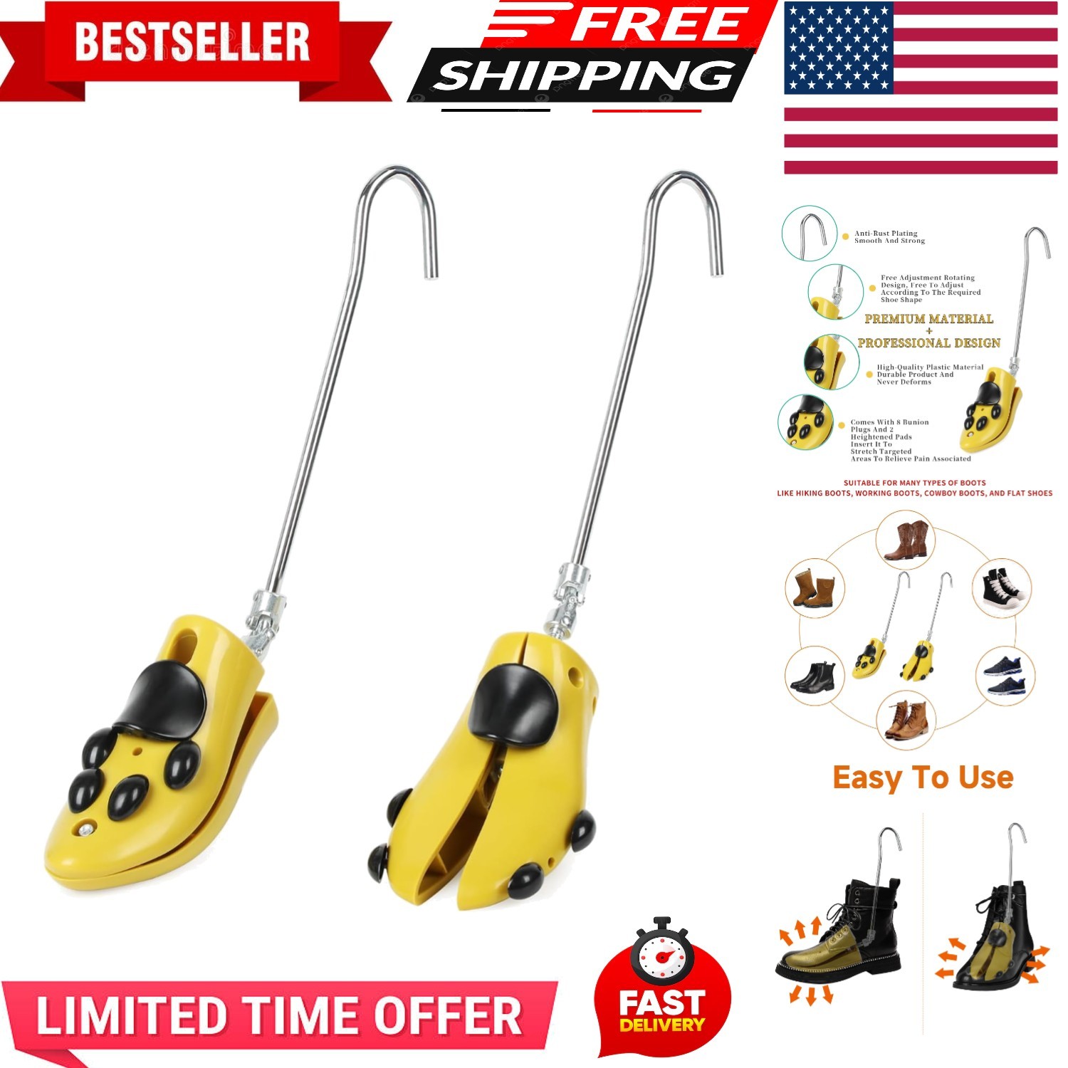 Boot Stretchers for Cowboy Boots 2 Pack Adjustable Shoe Stretcher Men'S Women'S